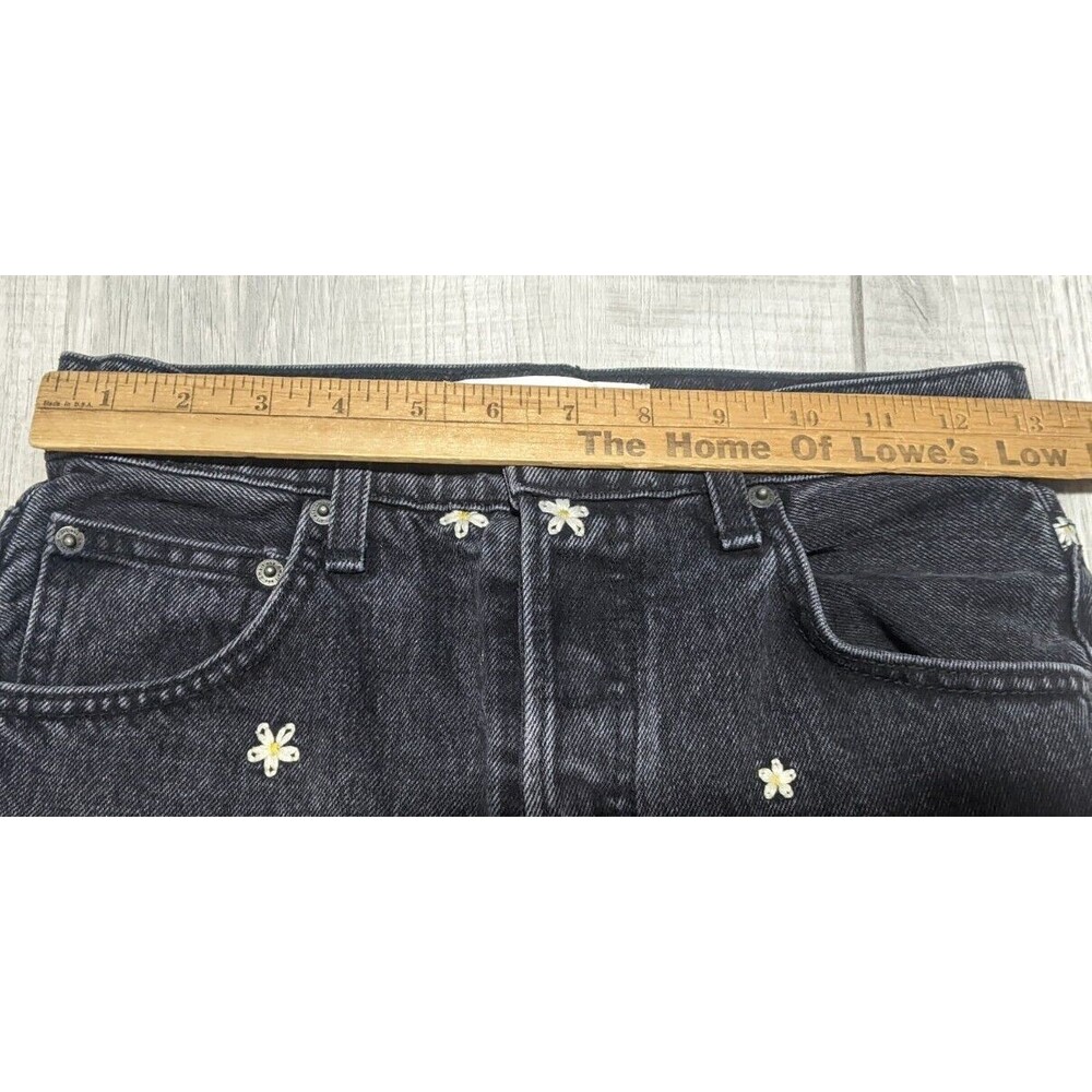 Reformation Cynthia High Relaxed Black Daisy Jeans Women's Size 25 - Picture 7 of 10